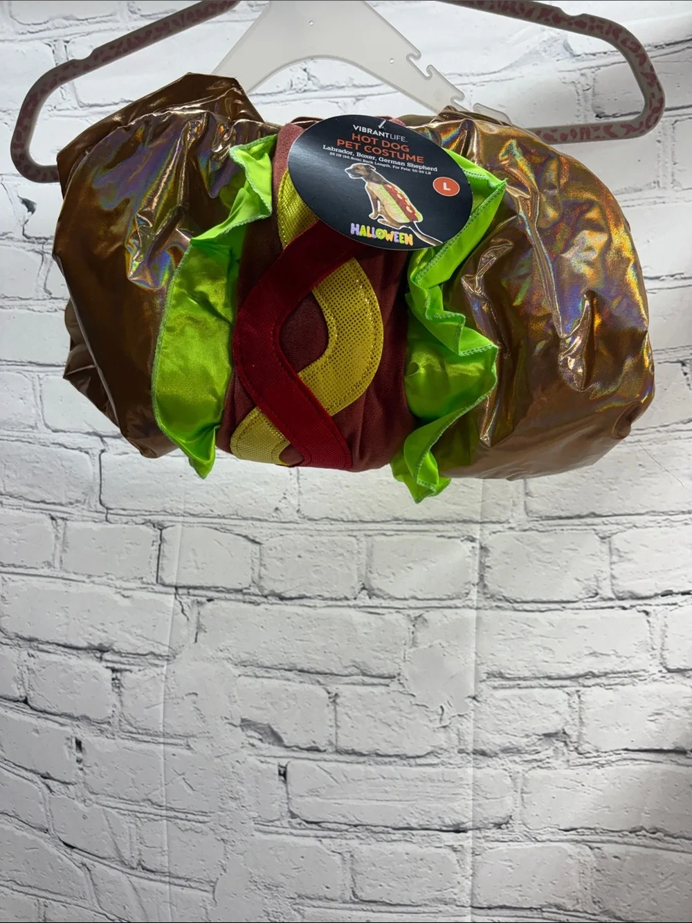 Vibrant Hot Dog Pet Costume in Green & Red